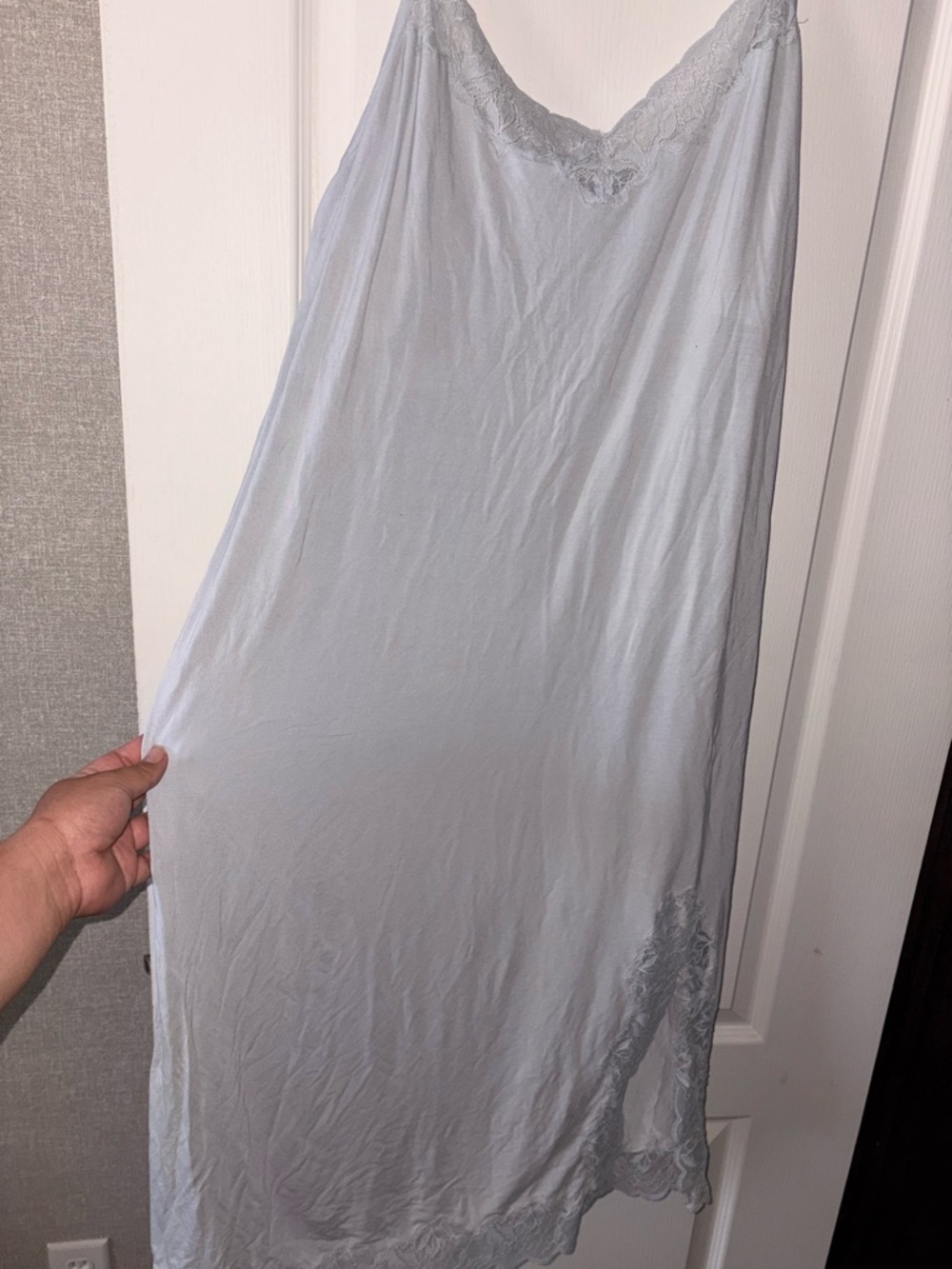 Soma Light Blue Lace-Trim Slip